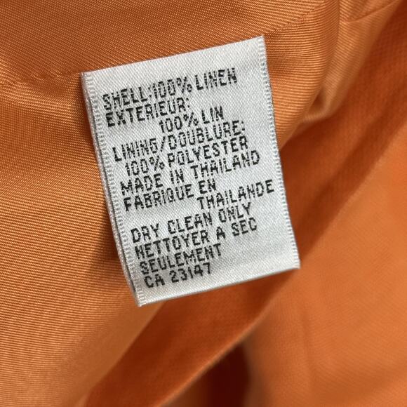 Talbots Jacket Womens 18W Petite Orange Irish Linen Lined Button Front Blazer - Picture 4 of 7